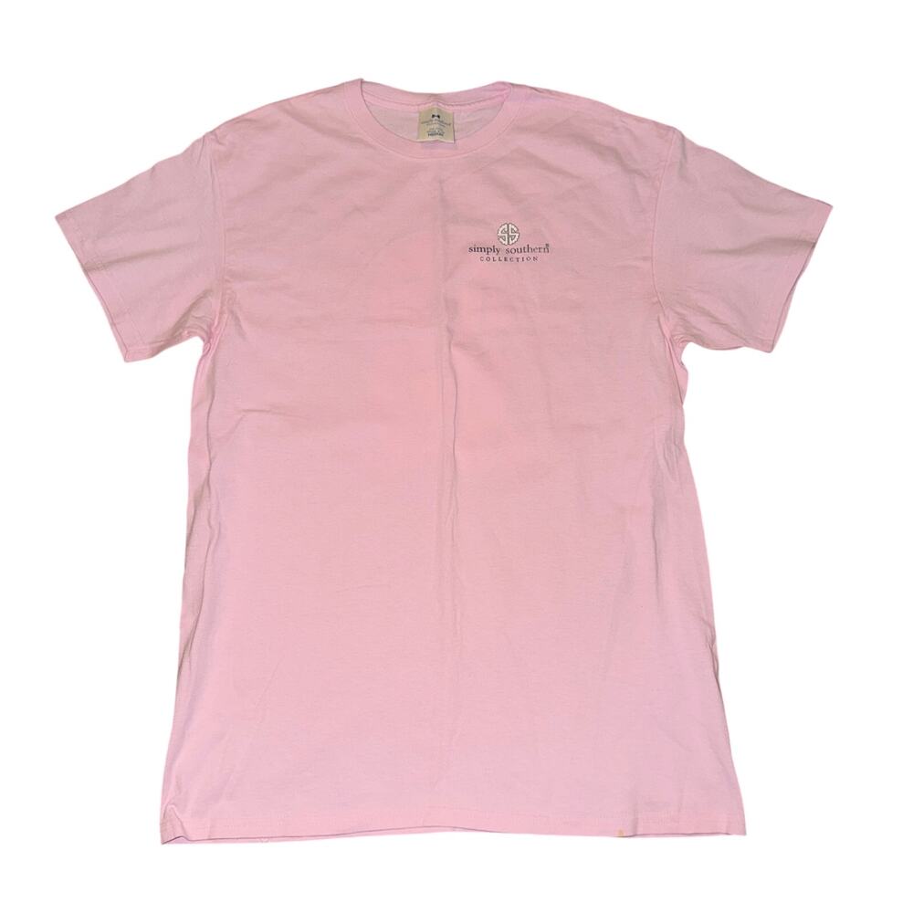 Simply Southern Short Sleeve Shirt Women's Size M Pink My Dog Is My Valentine